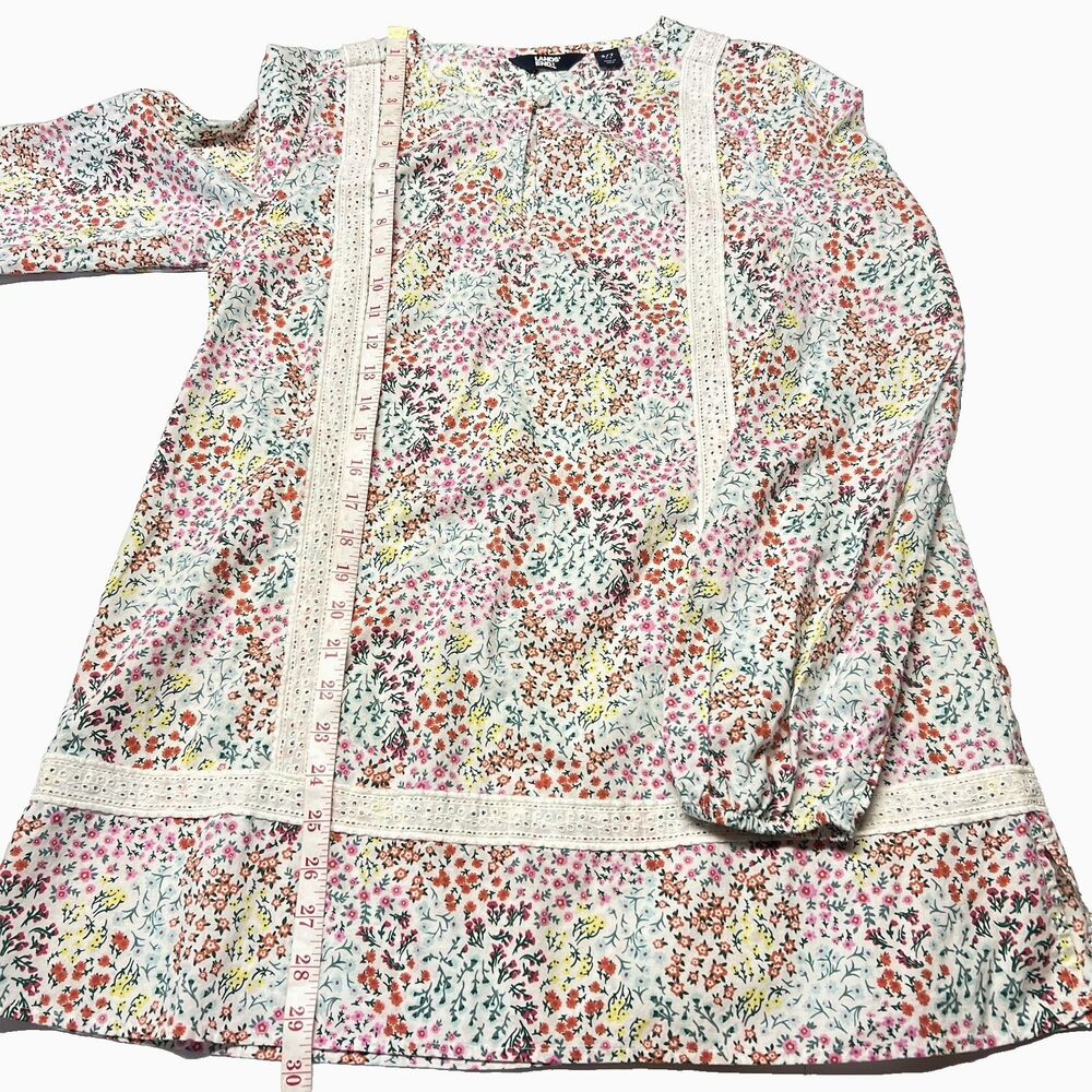 Lands End Womens Tall Size S/T Small Floral Crochet Cotton Keyhole Top Tunic - Picture 12 of 13